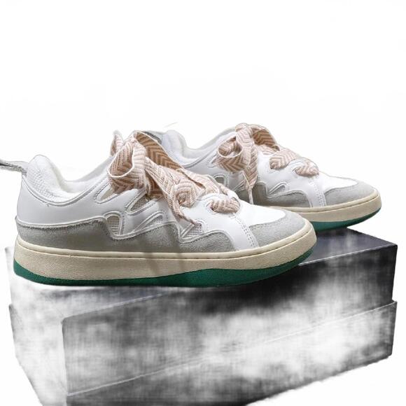 "Steve Madden"Sz.8 ROARING White, Light Gray & Green Low-Top Sneakers.Great Cond - Picture 5 of 16